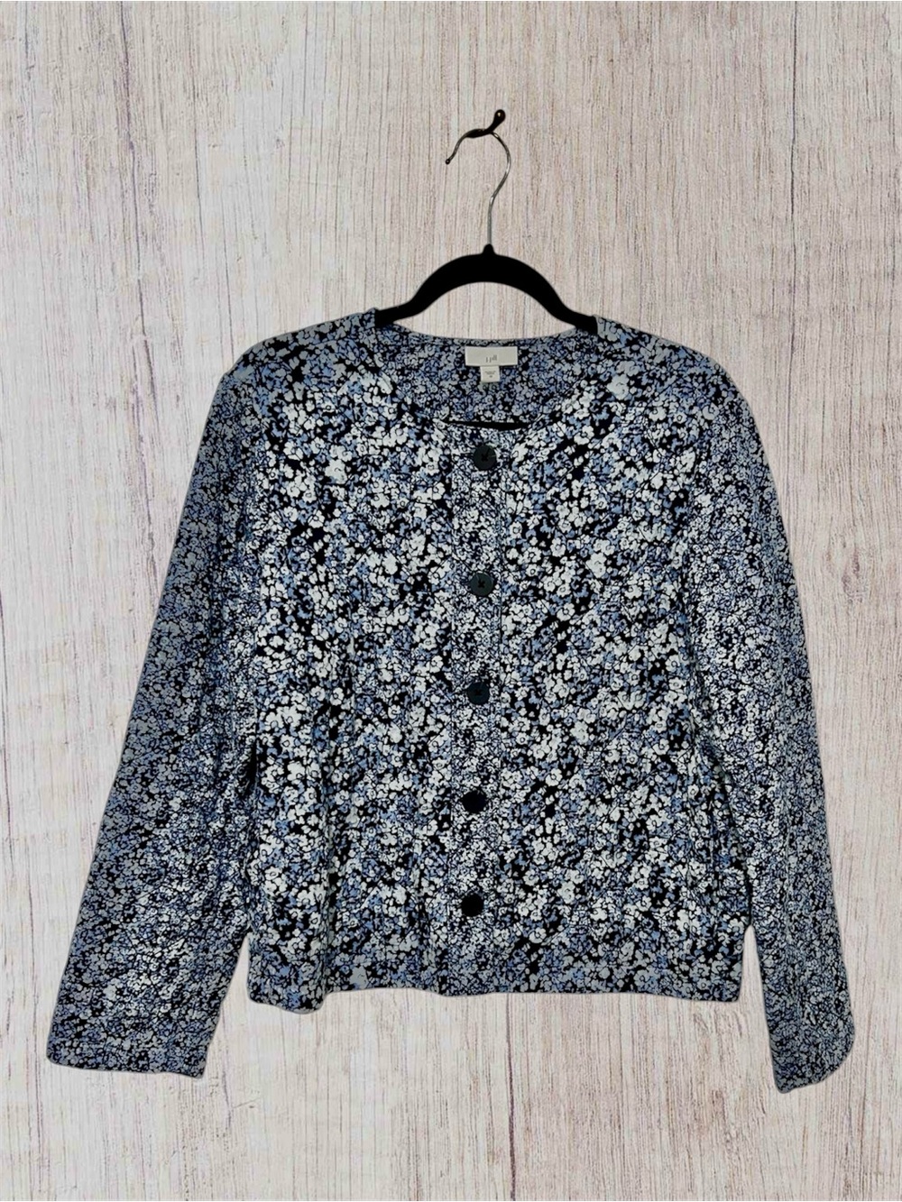 J.Jill Blue & White Floral Button-Up Cardigan Size M - Picture 2 of 7